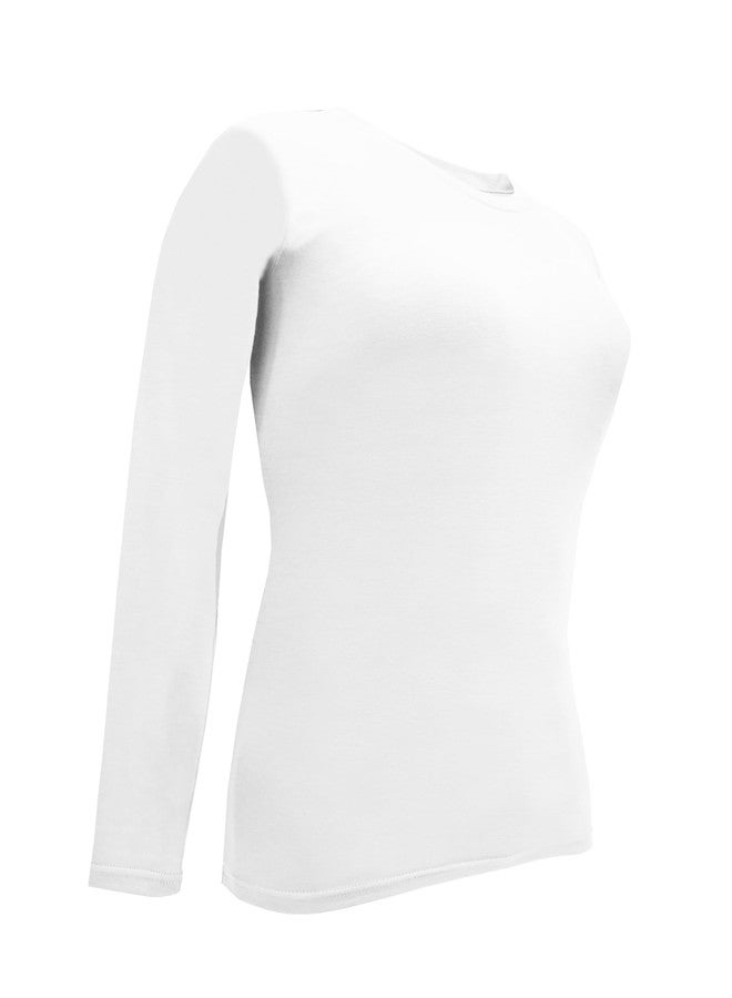 Natural Uniforms Women's Under Scrub Tee Crew Neck Long Sleeve T-Shirt (White, Large) - Image 4